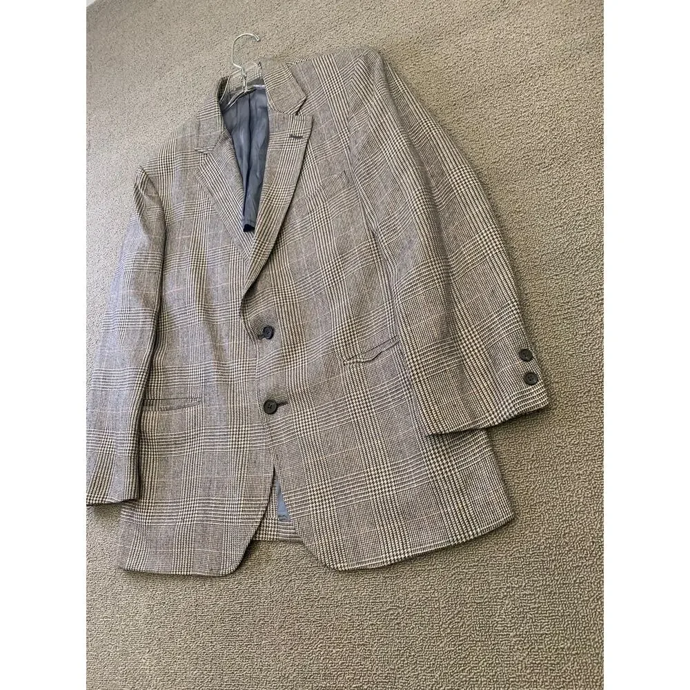Vintage‎ Brooks Brothers 346 Men's 42R Beige Plaid Wool Sport Coat Blazer